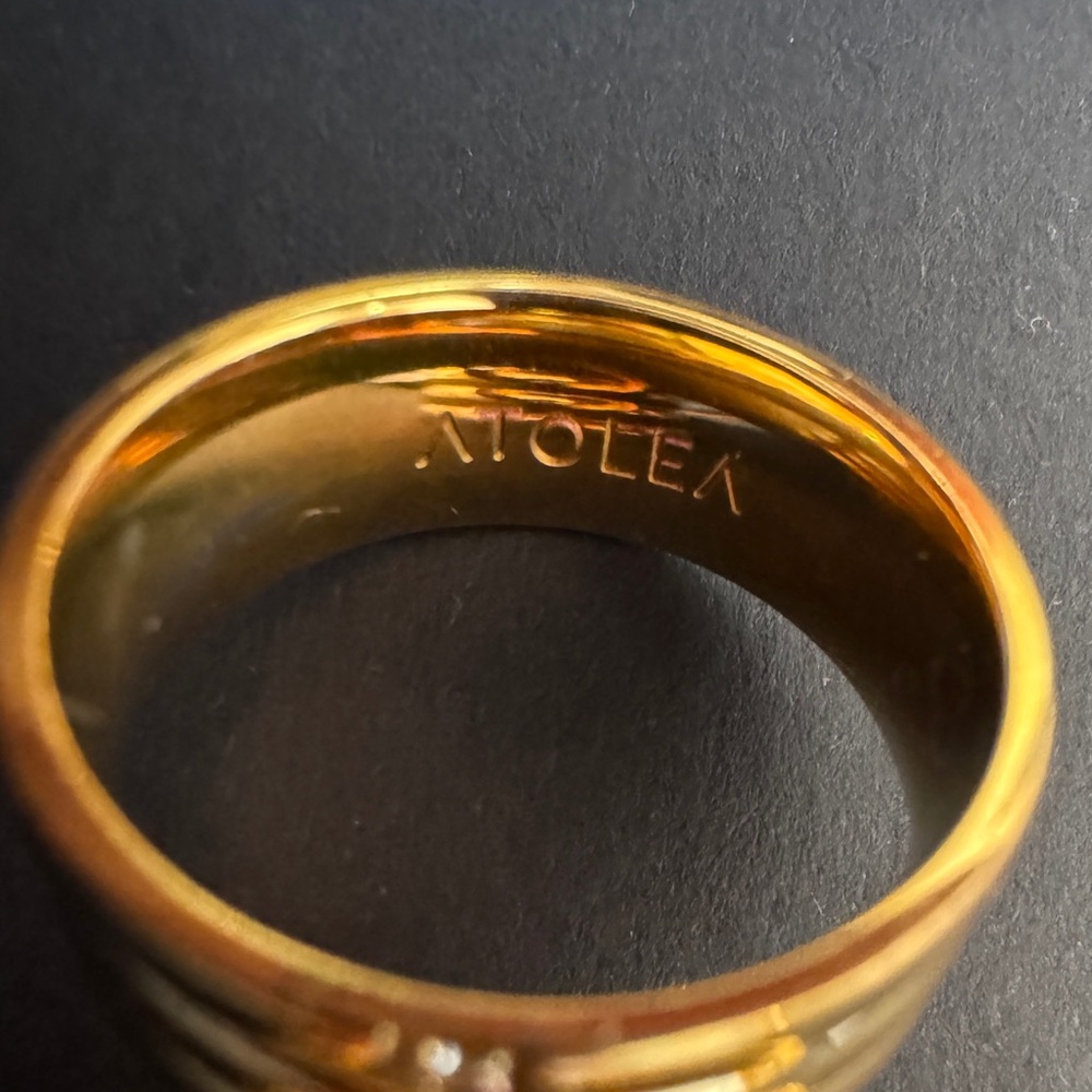 Gold Triple Band Ring with Crystals - Picture 6 of 6